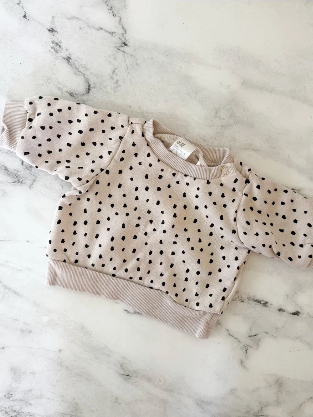 H&M Cream Black Dot Sweatshirt + Sweatshorts Matching Set